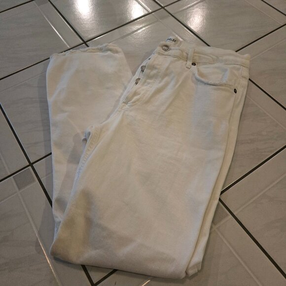 Agolde Denim - Agolde Riley Long High Rise Straight Jeans White 31